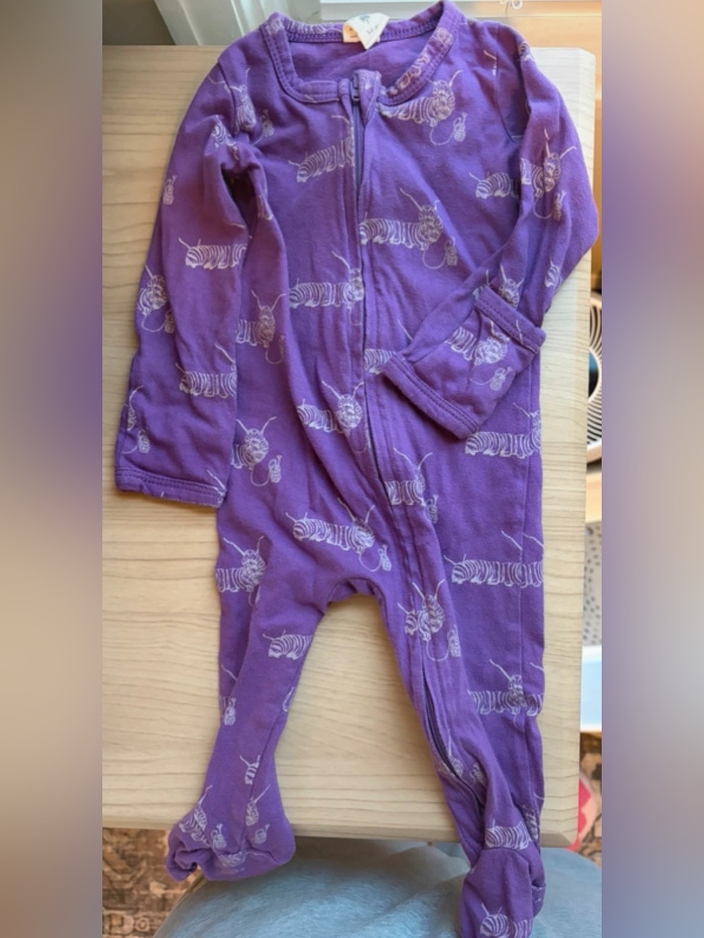 kate quinn Purple Caterpillar Print Footed One-Piece
